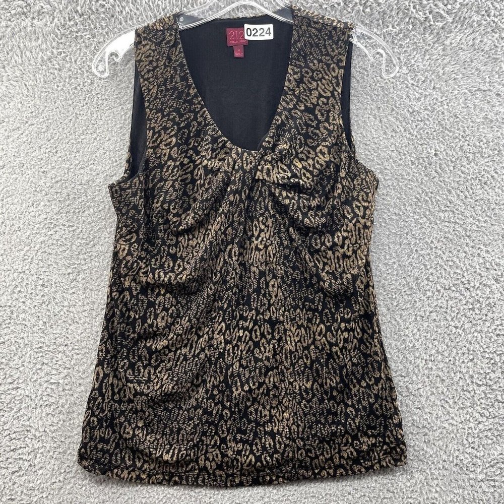 212 Collection Tank Top Womens Medium Black & Tan Animal Print Tank Top Ladies M